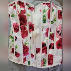 Beautiful off white and rose print corset